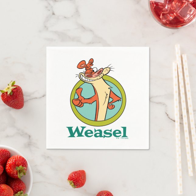 Weasel Thumbs Up Character Graphic Napkin (Insitu)