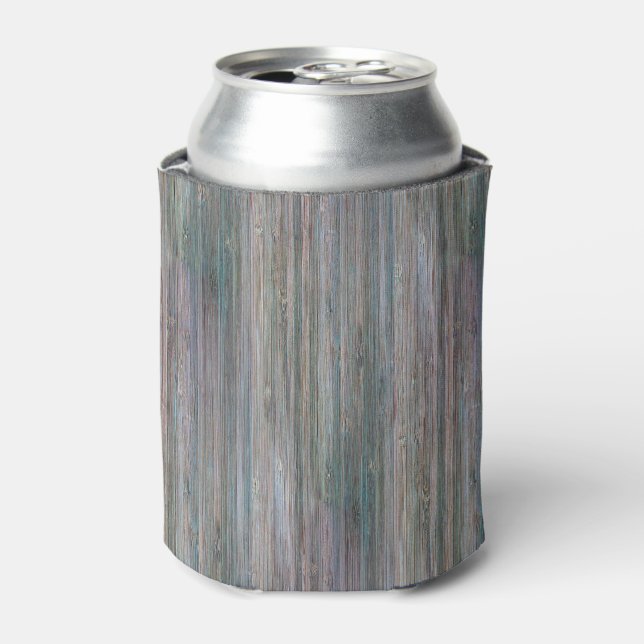 Weather-beaten Bamboo Wood Grain Look Can Cooler (Can Front)