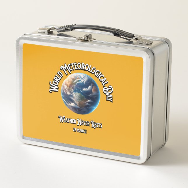 Weather Never Rests. World Meteorological Day. Metal Lunch Box (Front)
