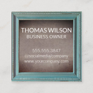 Weather Old Frame   Brown Texture Square Business Card