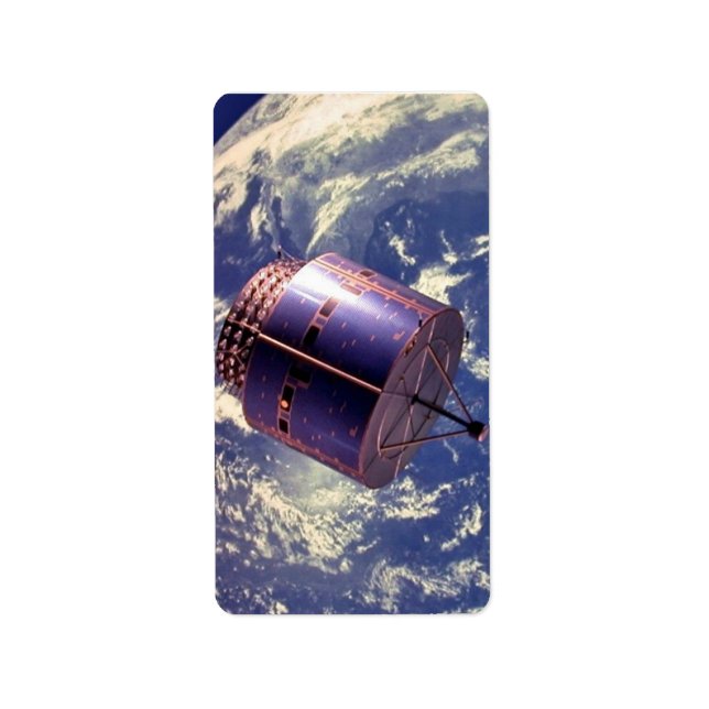 Weather satellite model in space label (Front)