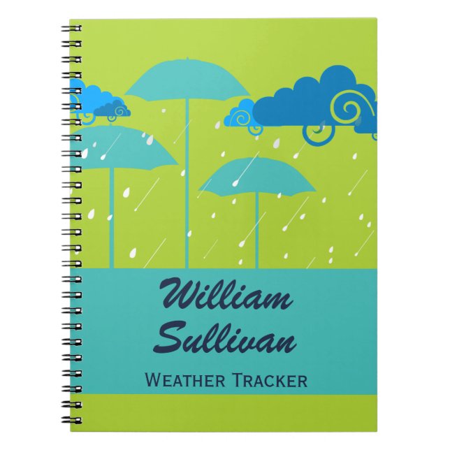 Weather Tracker Green Blue Notebook (Front)