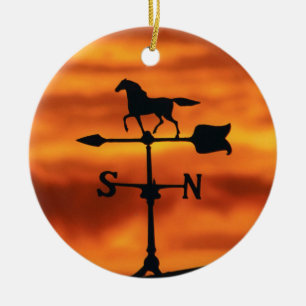 Weather Vane at Sunset Ceramic Tree Decoration