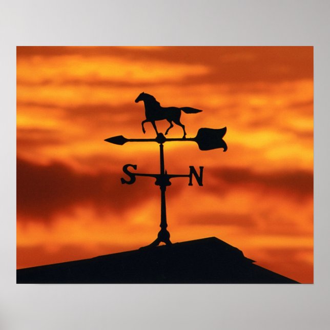 Weather Vane at Sunset Poster (Front)