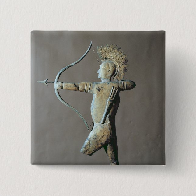Weather vane in the form of an American Indian 15 Cm Square Badge (Front)