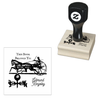 Weather Vane Man Horse Cart Vintage Illustration Rubber Stamp