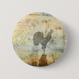 Weather Vane Rooster 6 Cm Round Badge