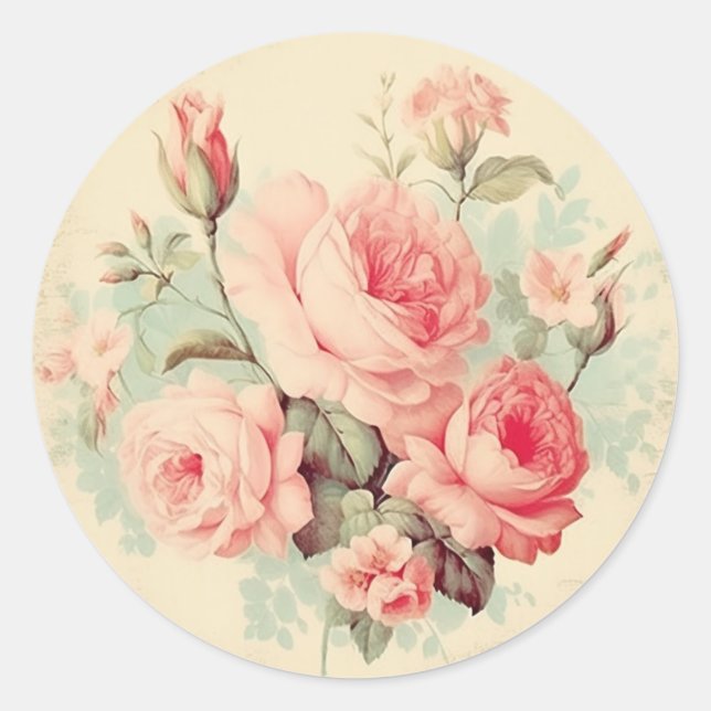 Weathered Adornments, Pink Shabby Chic Classic Round Sticker (Front)
