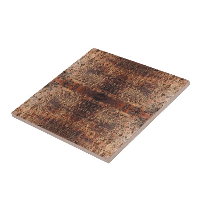 Weathered Aged Wood Photo Closeup Pattern Design Tile (Side)