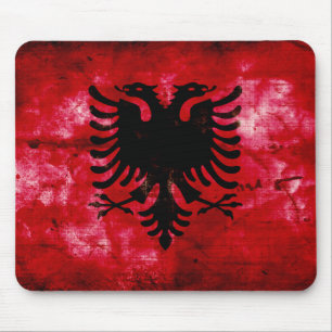 Weathered Albania Flag Mouse Mat