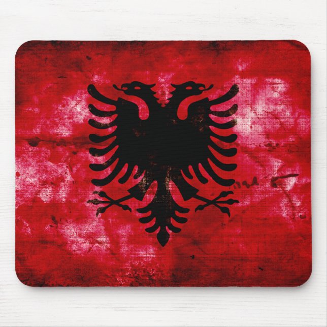 Weathered Albania Flag Mouse Mat (Front)