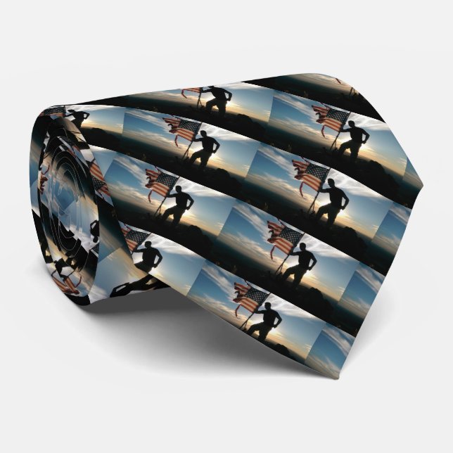 Weathered American Flag Patriotic Tie (Rolled)