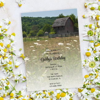 Weathered Barn Country Birthday Party Invitation