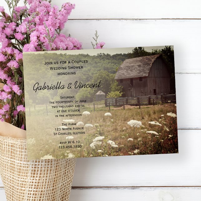 Weathered Barn Country Couples Wedding Shower Invitation (Creator Uploaded)