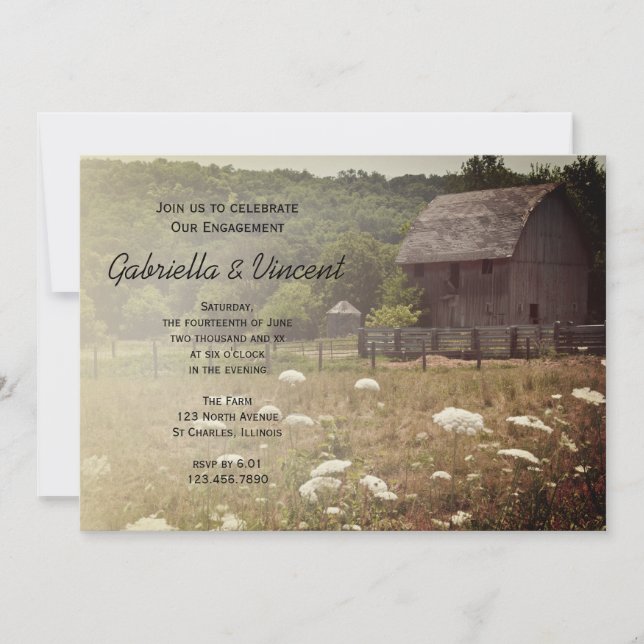 Weathered Barn Country Engagement Party Invitation (Front)