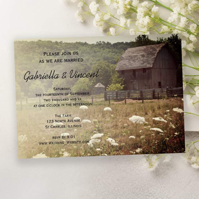 Weathered Barn Country Wedding Invitation (Creator Uploaded)