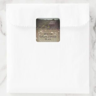 Weathered Barn Country Wedding Thank You Favour Ta Square Sticker