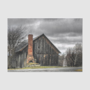 Weathered Barn with Windmill Under Stormy Skies Tissue Paper