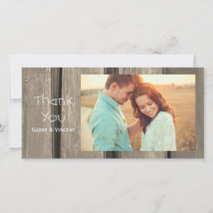 Weathered Barn Wood Thank You Photo Card