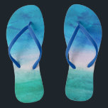 Weathered Beachy Blue Green Ocean Flip Flops<br><div class="desc">This design features a weathered ocean blue and green background. Click the customise button for options for adding text! Variations of this design, additional colours, as well as coordinating products are available in our shop, zazzle.com/store/doodlelulu. Contact us if you need this design applied to a specific product to create your...</div>