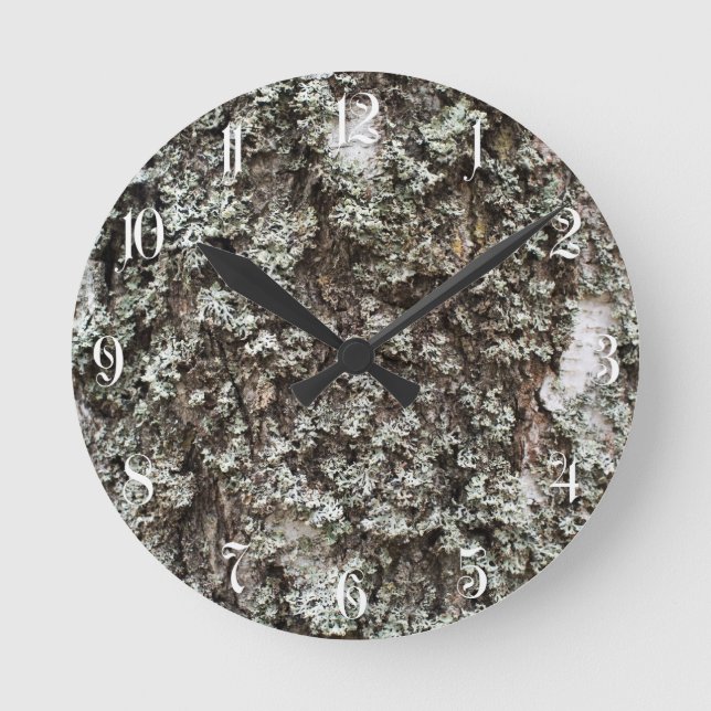 Weathered birch bark round clock (Front)