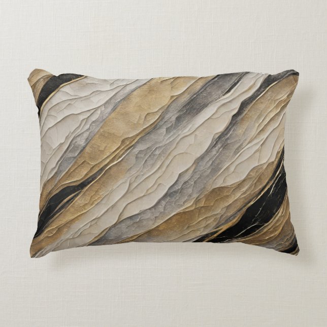 Weathered Black and Gold Stripe Decorative Cushion (Front)
