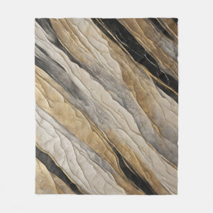 Weathered Black and Gold Stripe Fleece Blanket