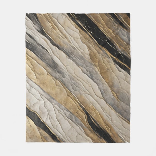 Weathered Black and Gold Stripe Fleece Blanket (Front)