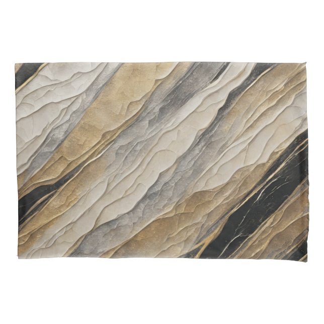 Weathered Black and Gold Stripe Pillowcase (Front)