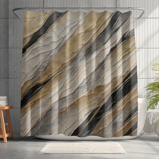 Weathered Black and Gold Stripe Shower Curtain (Weathered black and gold shower curtain
)