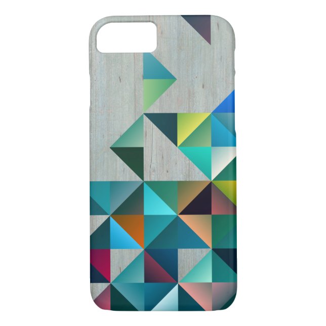Weathered Blonde Wood Colourful Triangles Case-Mate iPhone Case (Back)