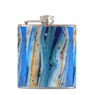 weathered blue barn boards hip flask