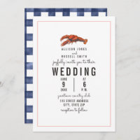 Weathered Blue Gingham Lobster Wedding