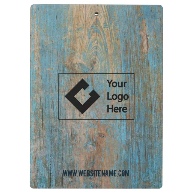 Weathered Blue Vintage Rustic Wood Customised Logo Clipboard (Back)