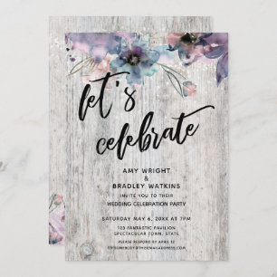 Weathered Boards Flowers Lights Let's Celebrate Invitation