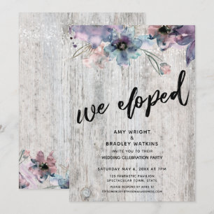 Weathered Boards Flowers Lights We Eloped Invitation