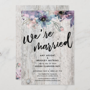 Weathered Boards Flowers Lights We're Married Invitation