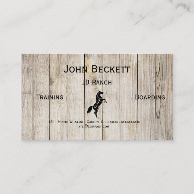 Weathered Boards Horse Ranch and Boarding Business Card (Front)