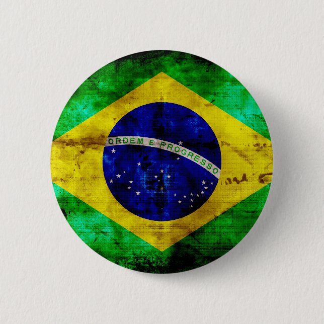 Weathered Brazil Flag 6 Cm Round Badge (Front)
