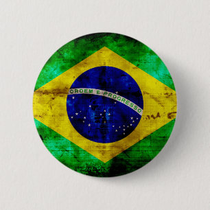 Weathered Brazil Flag 6 Cm Round Badge