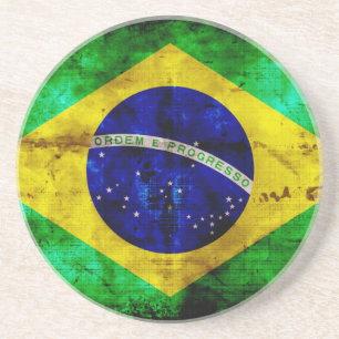 Weathered Brazil Flag Coaster