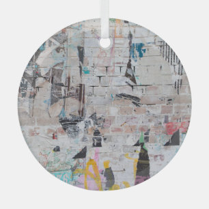 Weathered Brick: Urban Poster Wall. Glass Tree Decoration