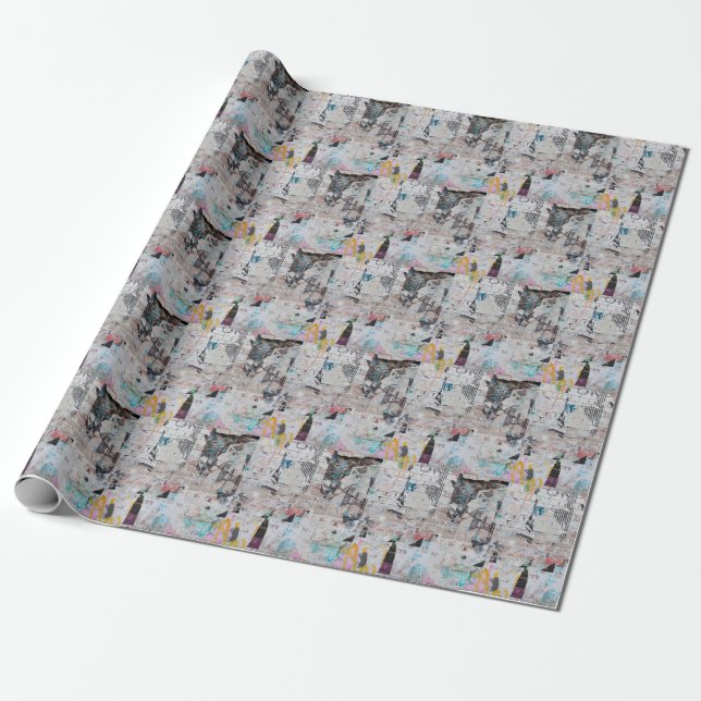 Weathered Brick: Urban Poster Wall. Wrapping Paper (Unrolled)