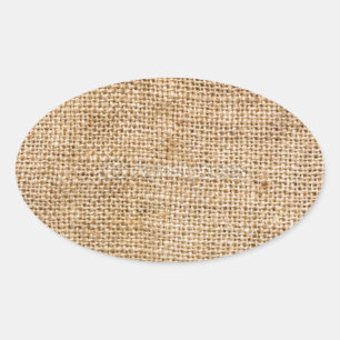 Weathered Burlap Oval Sticker