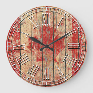 Weathered Canadian Flag Large Clock