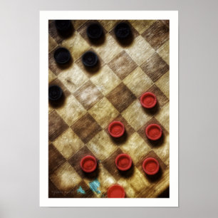Weathered Chequerboard Poster Print