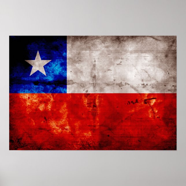 Weathered Chile Flag Poster (Front)