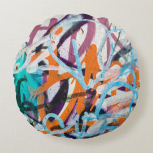 Weathered concrete wall, grungy texture. round cushion