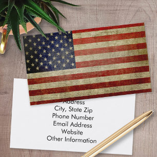 Weathered, distressed American Flag Business Card