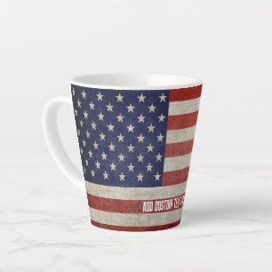 Weathered, distressed American Flag Latte Mug